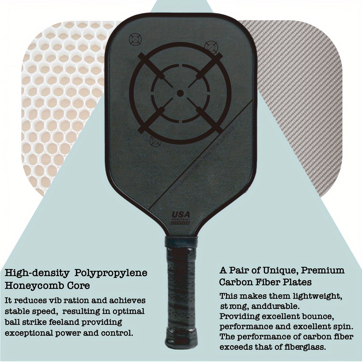 T700 Carbon Fiber Pickleball Paddle – Textured Surface & Easy Spin