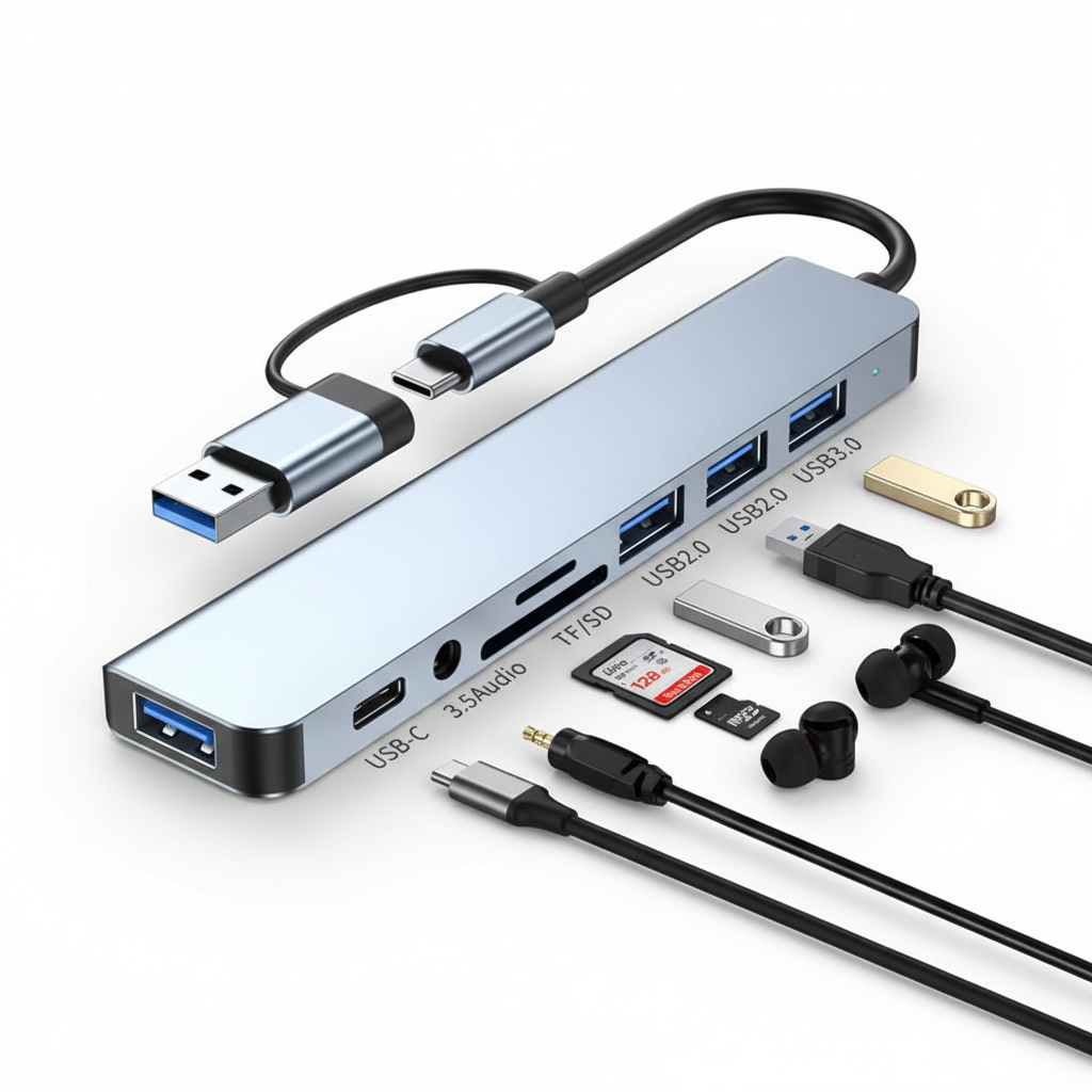 8-in-2 USB-C Hub Docking Station