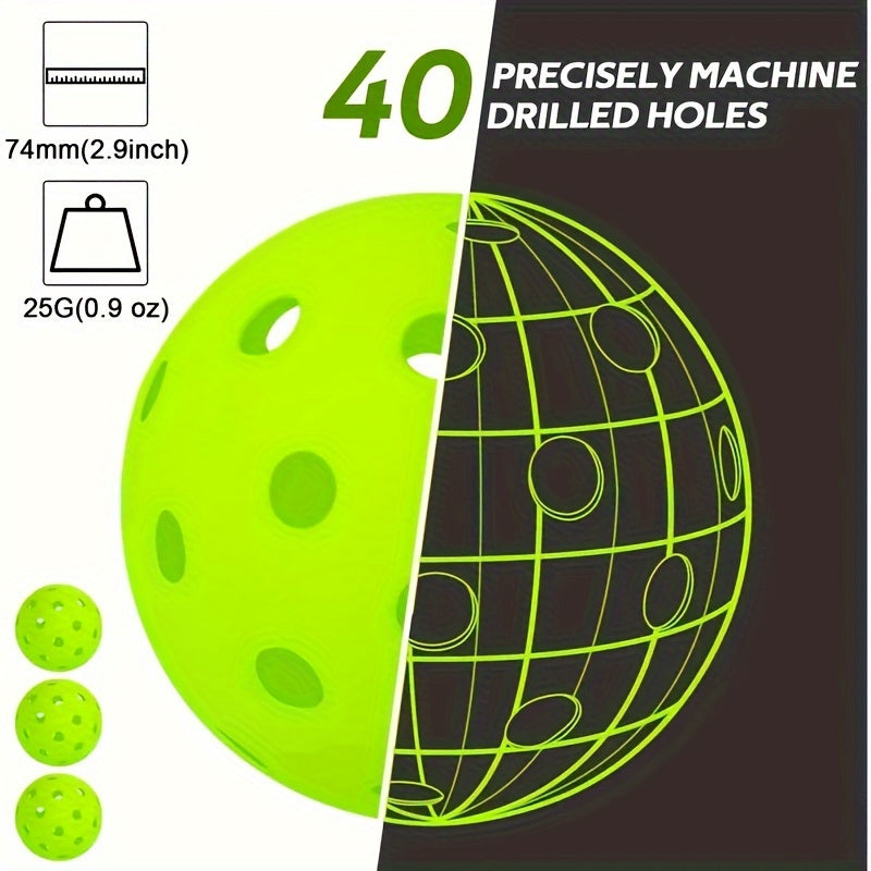 12-Pack Outdoor Pickleball Balls with Storage Net Bag