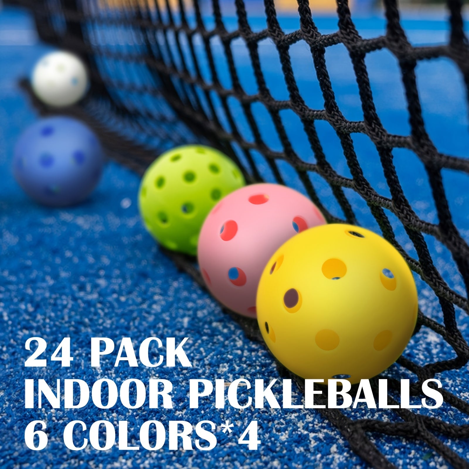 Amoswiz Indoor Pickleball Balls – 24 Pack, 6 Colours