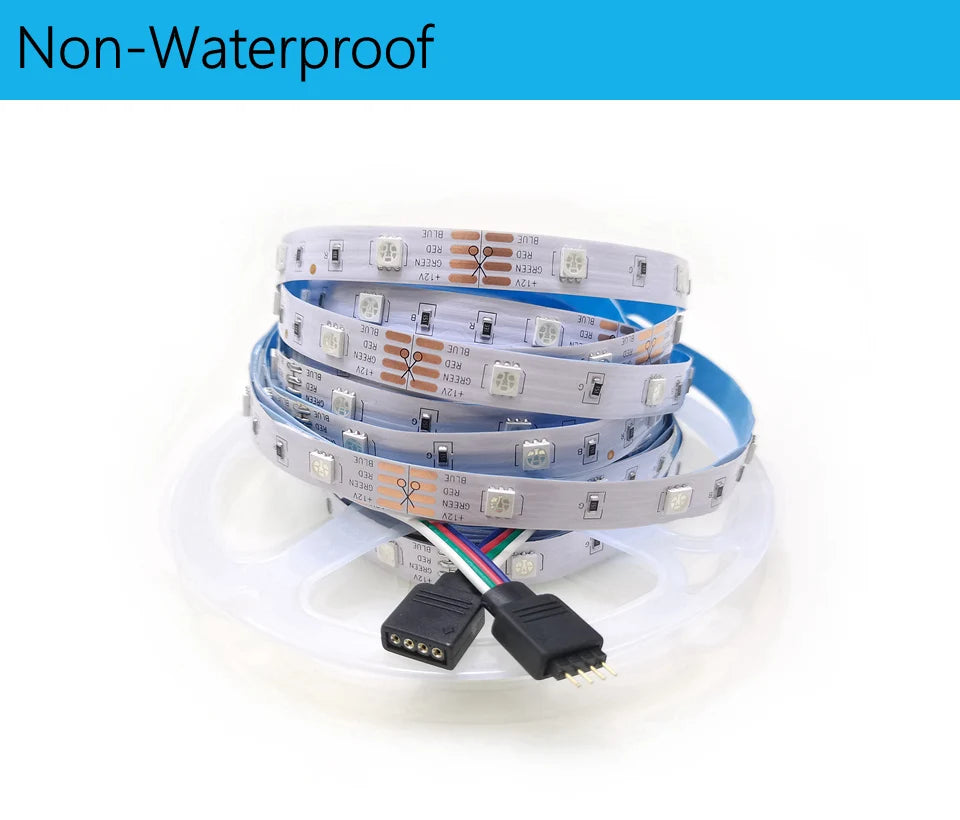 RGB Led Strip Light 12V SMD5050 5M 10M 15M 20M Smart Bluetooth Flexible Tape Lamp Remote Control Christmas Holiday Decoration