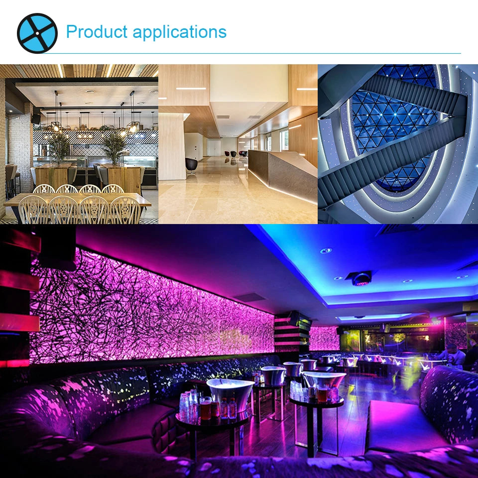 RGB Led Strip Light 12V SMD5050 5M 10M 15M 20M Smart Bluetooth Flexible Tape Lamp Remote Control Christmas Holiday Decoration