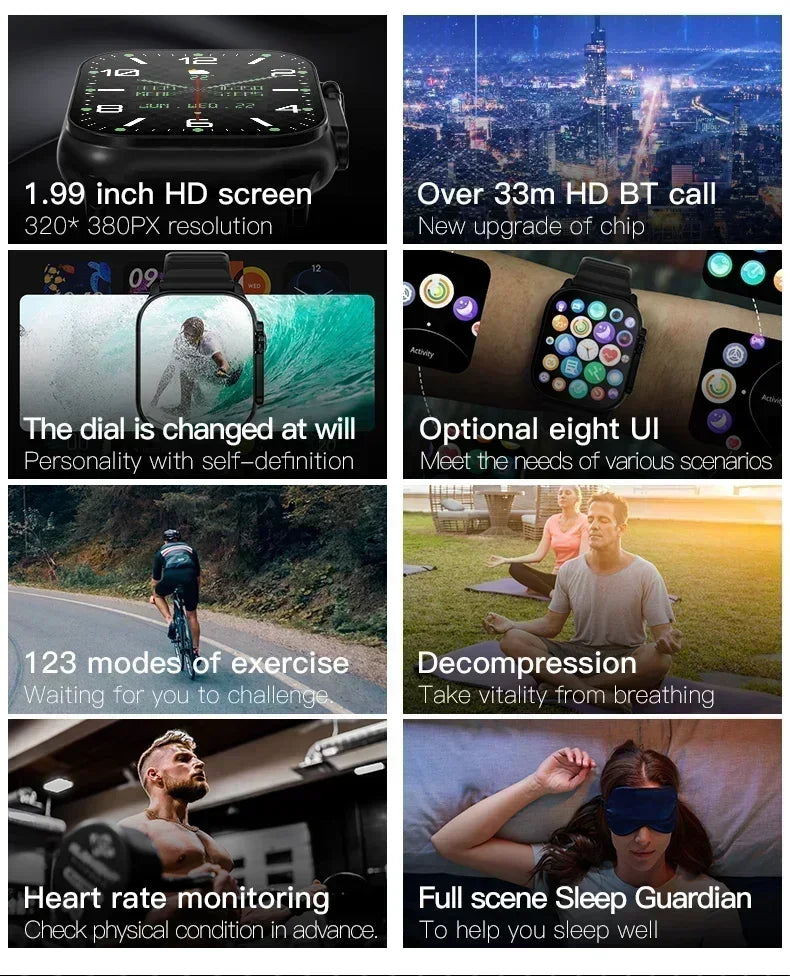 2025 New Smart Watch Series 10 Screen Bluetooth Call Heart Rate Blood Pressure GPS Smartwatch for Android IOS Sports Watch