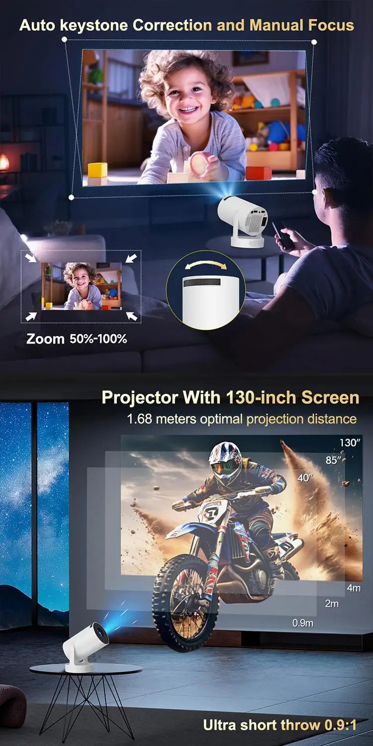 Mini Portable Projector HY300 Ultra HD 4K 720P Android 11  with  LED Video with 5W Speaker Home Theater Outdoor Projector
