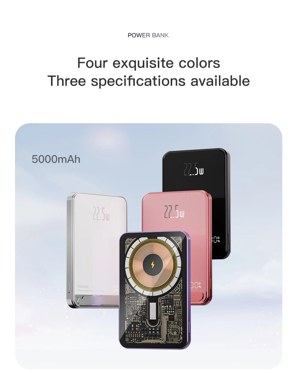 Wireless Power Bank Magnetic 22.5W 20000mAh Portable Fast Charging External Battery for Magsafe For iPhone 16 15 14 13 Powerbank