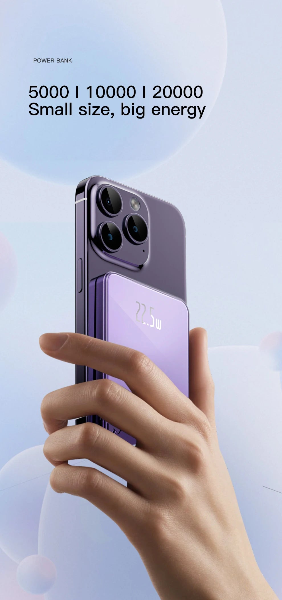 Wireless Power Bank Magnetic 22.5W 20000mAh Portable Fast Charging External Battery for Magsafe For iPhone 16 15 14 13 Powerbank