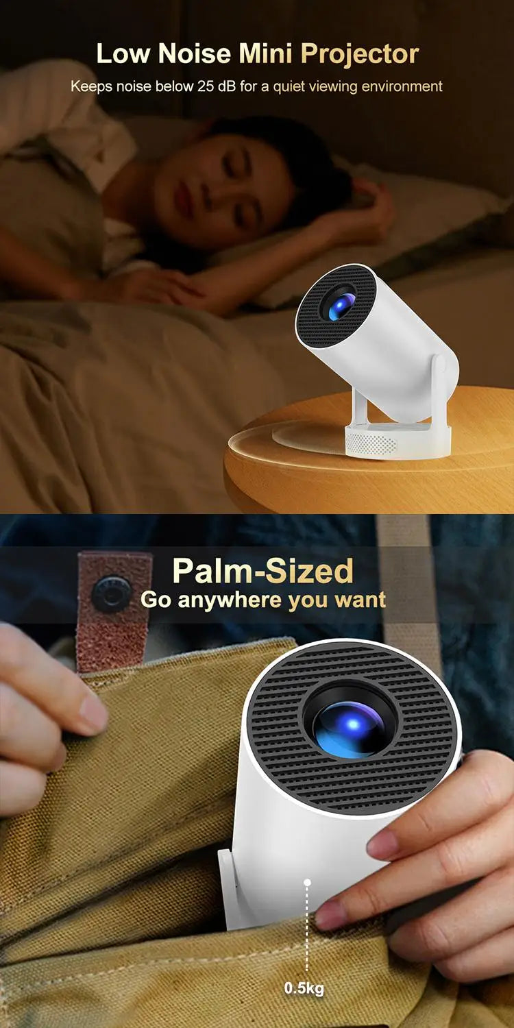 Mini Portable Projector HY300 Ultra HD 4K 720P Android 11  with  LED Video with 5W Speaker Home Theater Outdoor Projector