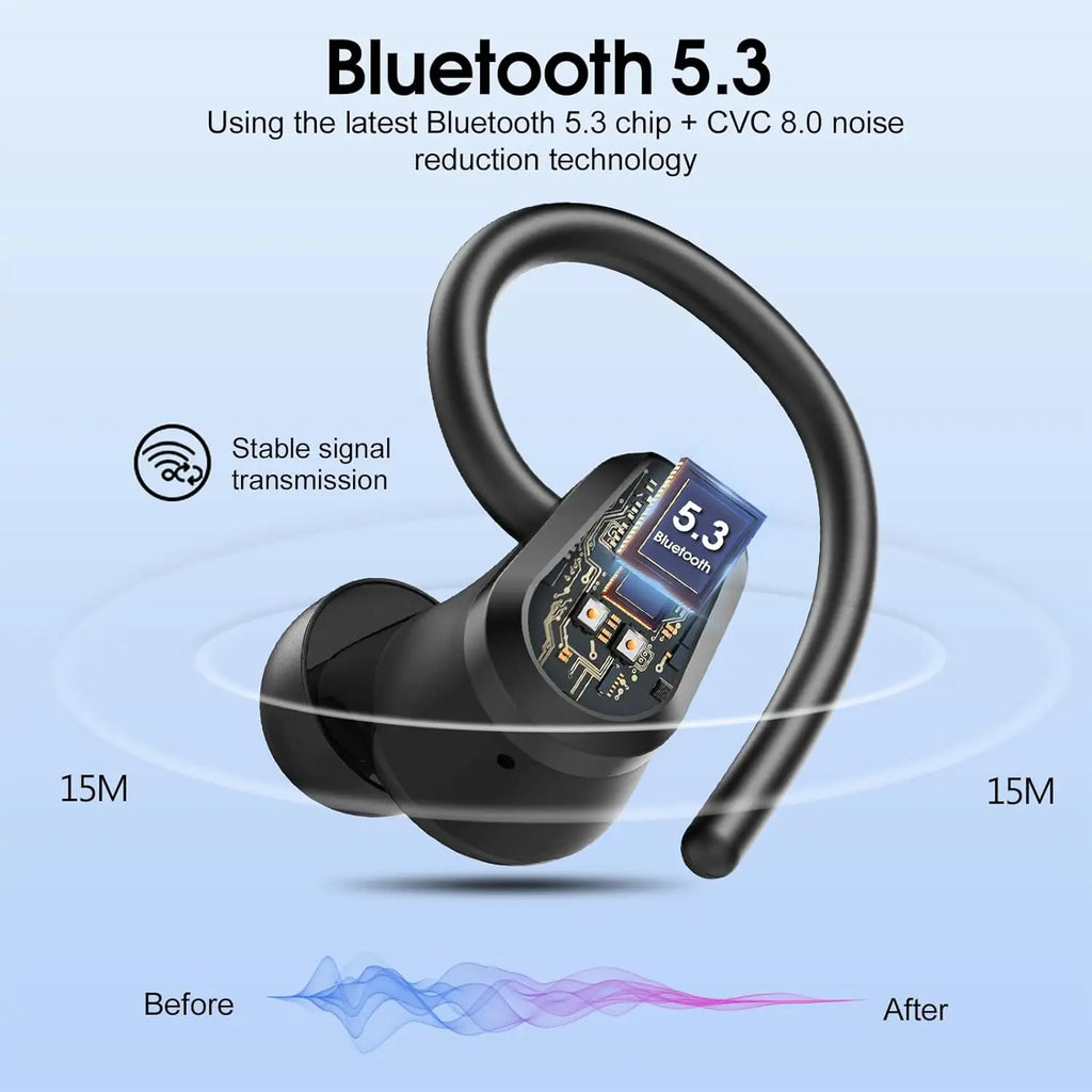 Wireless Earbuds, Bluetooth 5.3 Earbuds Stereo Bass, in-Ear Noise Cancelling Mic, Earphones IP7 Waterproof Sports, 40H Playback