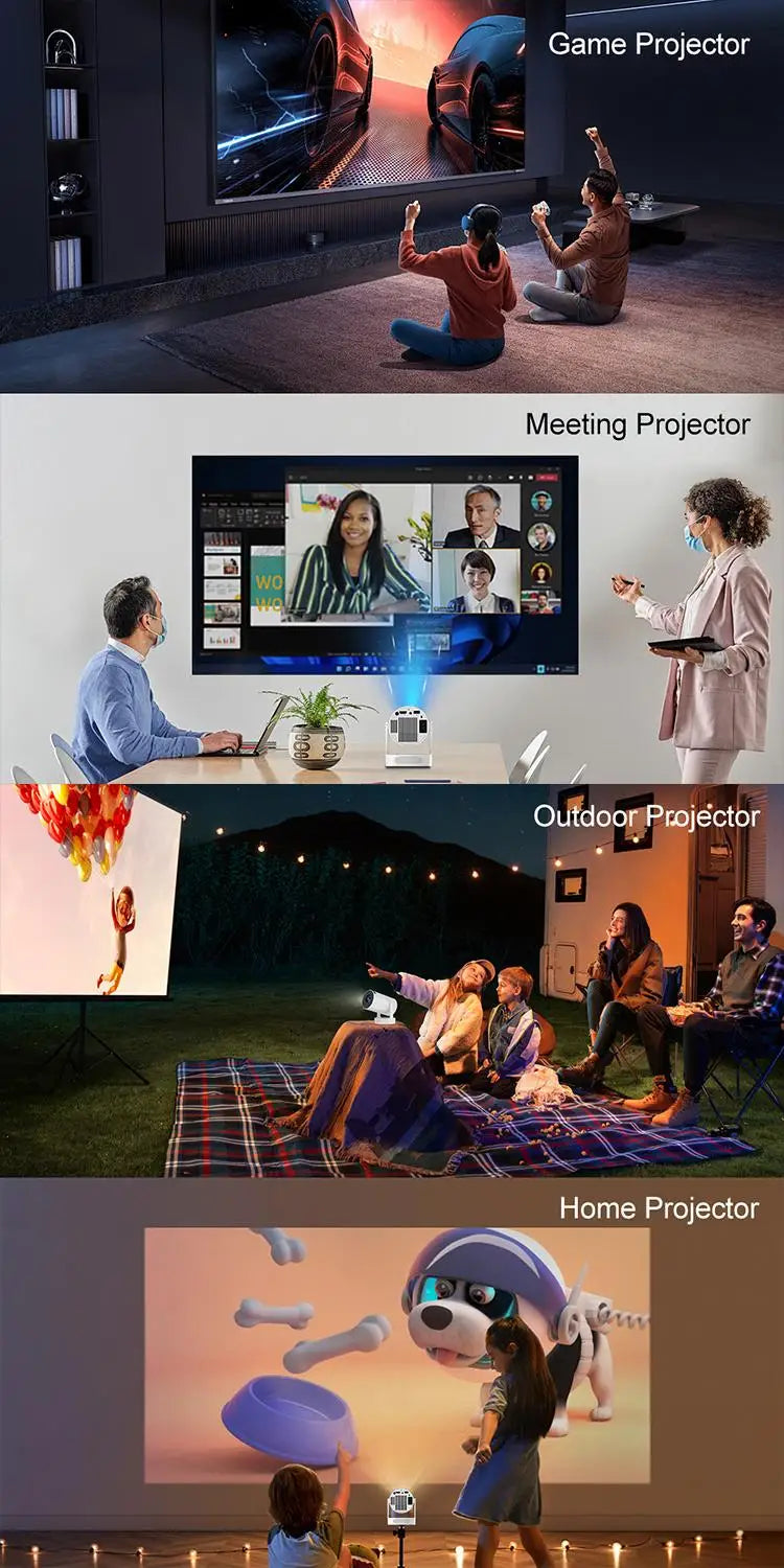 Mini Portable Projector HY300 Ultra HD 4K 720P Android 11  with  LED Video with 5W Speaker Home Theater Outdoor Projector