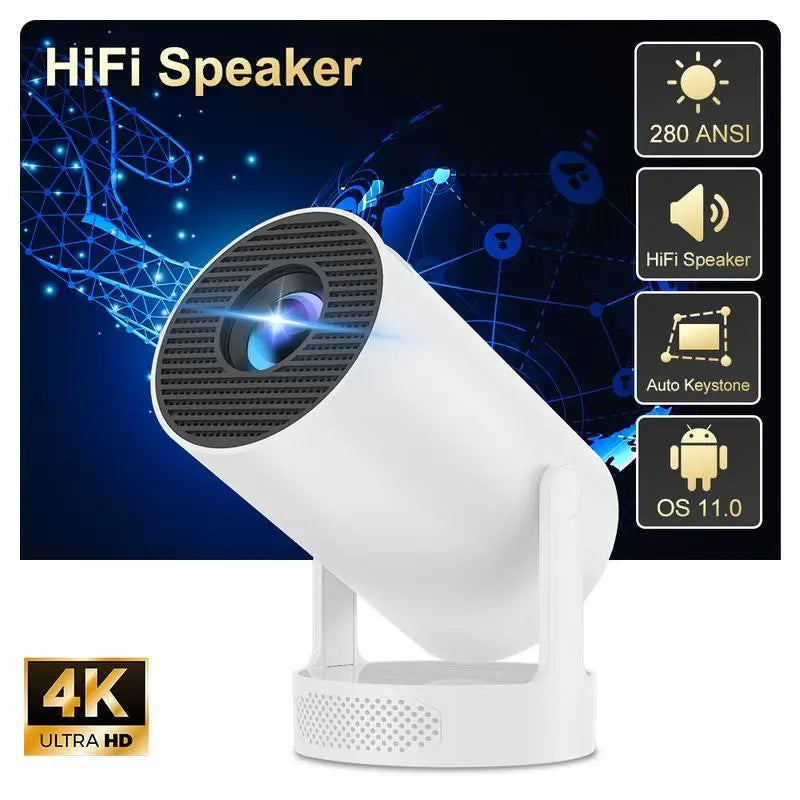 Mini Portable Projector HY300 Ultra HD 4K 720P Android 11  with  LED Video with 5W Speaker Home Theater Outdoor Projector