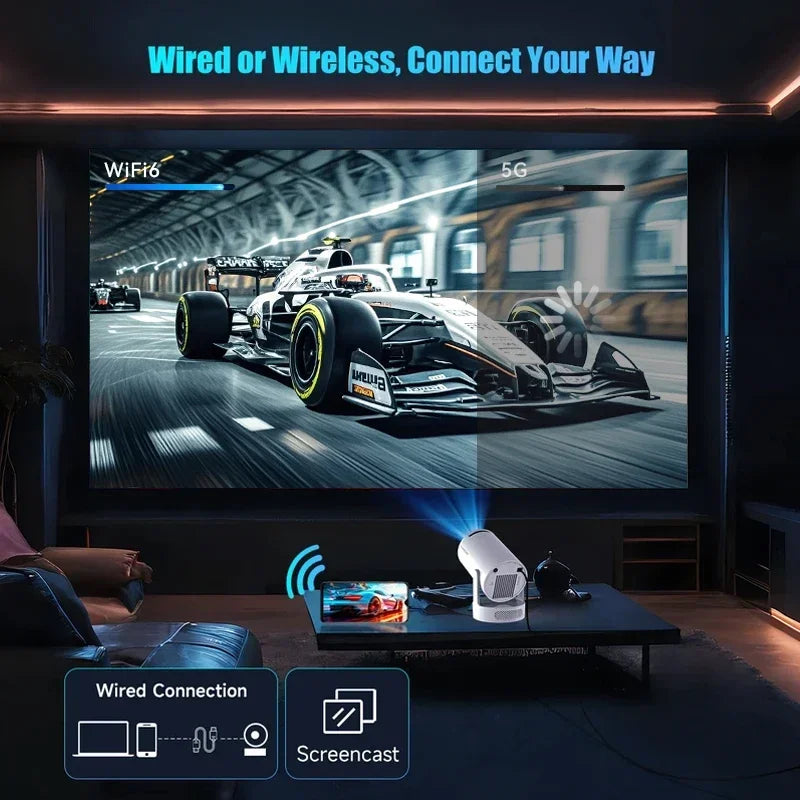 Mini Portable Projector HY300 Ultra HD 4K 720P Android 11  with  LED Video with 5W Speaker Home Theater Outdoor Projector