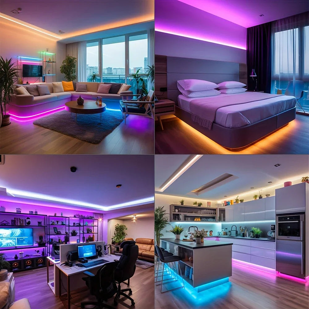 10m 20m 30m 40m Smart RGB LED Strip Lights Bluetooth App Control Music Sync DC24V LED RGB Tape Backing for Bedroom Home Decor
