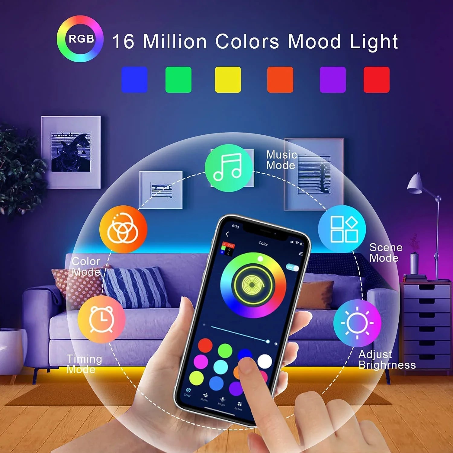10m 20m 30m 40m Smart RGB LED Strip Lights Bluetooth App Control Music Sync DC24V LED RGB Tape Backing for Bedroom Home Decor
