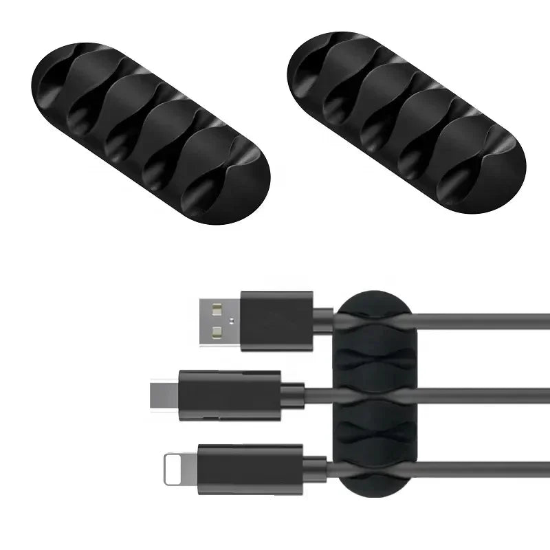 Silicone Cable Organizer Clips - Self-Adhesive Cord Management