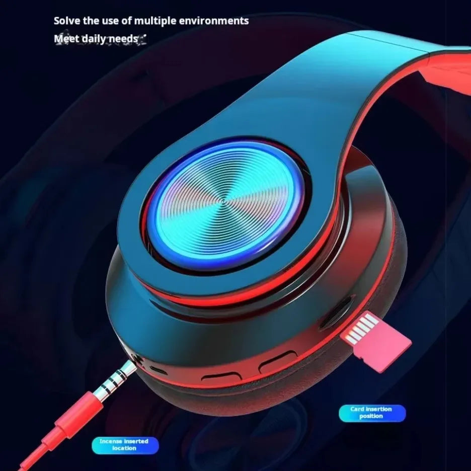 Wireless RGB Over-Ear Headphones with Microphone