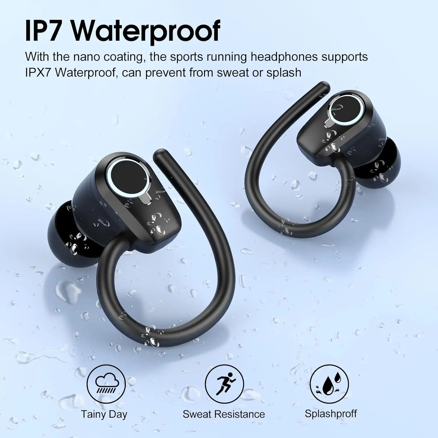 Wireless Earbuds, Bluetooth 5.3 Earbuds Stereo Bass, in-Ear Noise Cancelling Mic, Earphones IP7 Waterproof Sports, 40H Playback