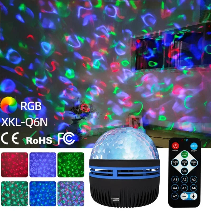 LED Starry Sky Projector Light USB Remote Control Rotating Aurora Galaxy Spotlight for Magic Ball Stage KTV Atmosphere Decor