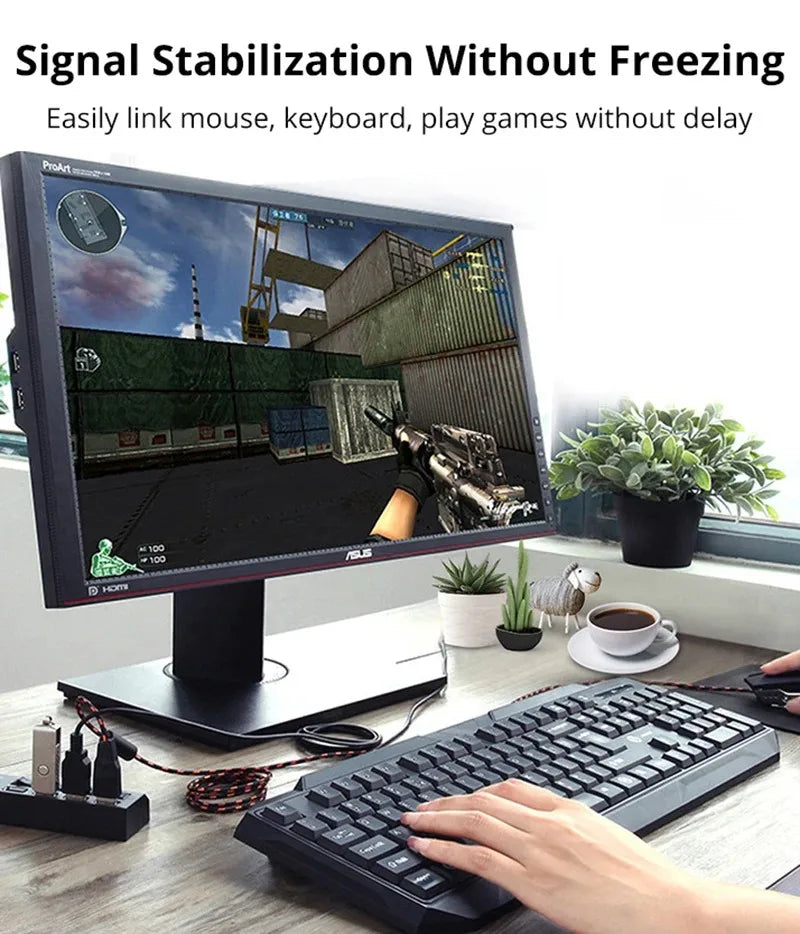 Coolcirc 7-Port USB 2.0 Switch Extension Hub - 1 to 7 USB Splitter for PC/Laptop/Desktop (Quick-Connect, Multi-Device Expansion)