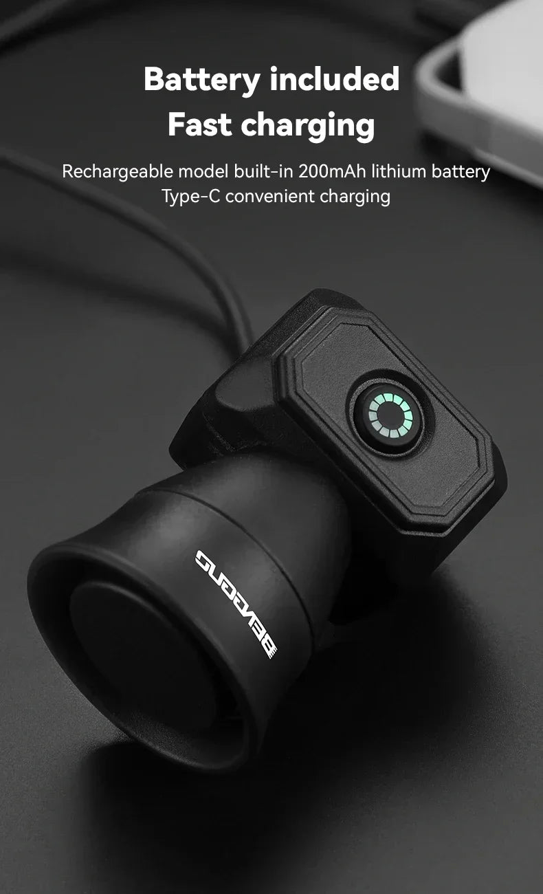 Bicycle Horn Mountain Bike Mini USB Charging Waterproof Electronic Bike Bell Riding Equipment Children's Scooter Accessories
