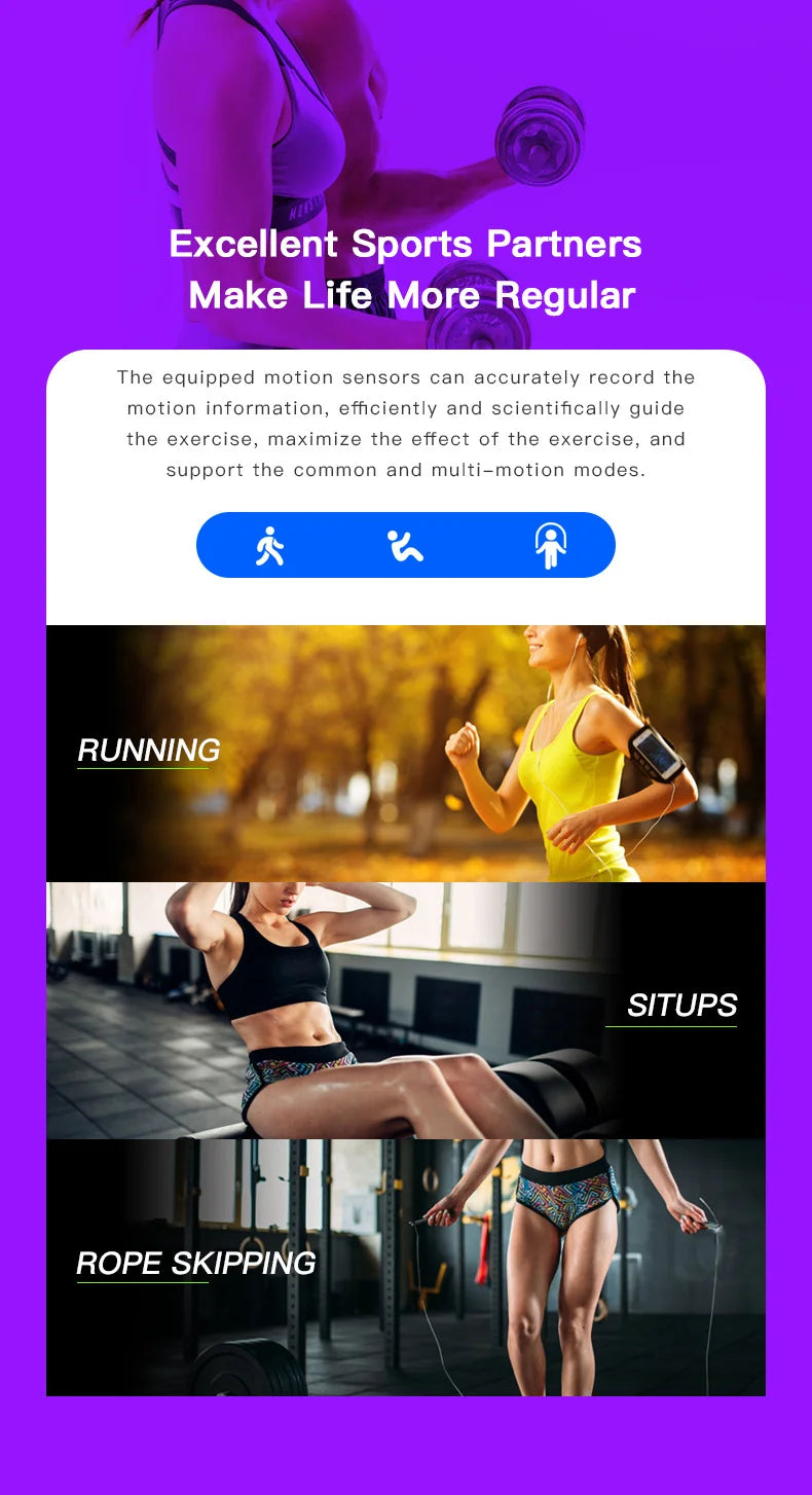 Smart Fitness Tracker Bracelet with Color Screen Health Reminders Exercise Step Counting Intelligent Information Notifications