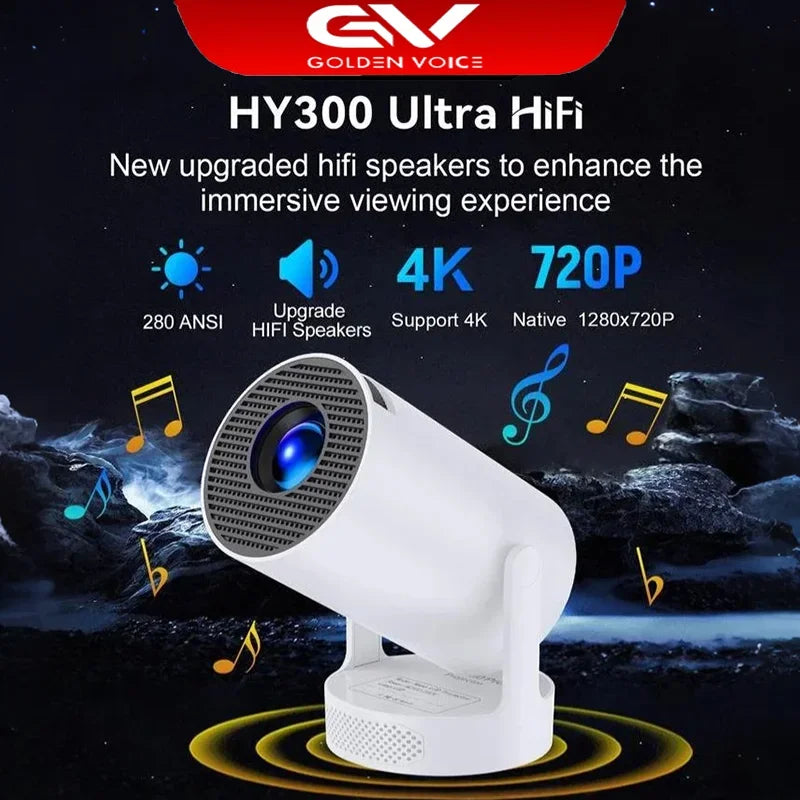 Mini Portable Projector HY300 Ultra HD 4K 720P Android 11  with  LED Video with 5W Speaker Home Theater Outdoor Projector