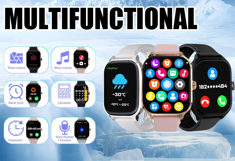 LAXASFIT New Smart Watch Bluetooth Talk Tracking Heart Rate Sleep Monitor Bluetooth Smart Watch Gifts for Men and Women