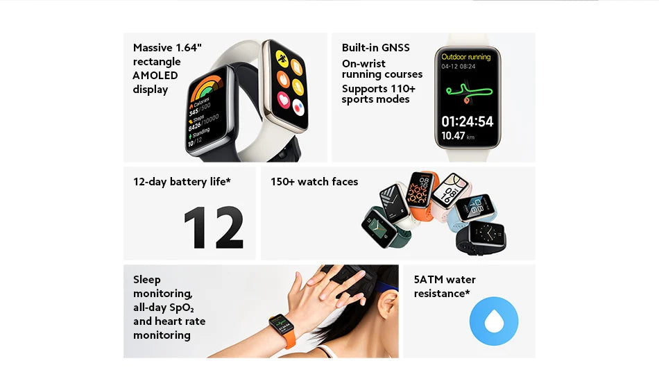 Xiaomi Smart Band 7 Pro 1.64'' AMOLED 2.5D Curved Display Built in GPS Blood Oxygen Smaer Watch Always On Watch Face Smart Band