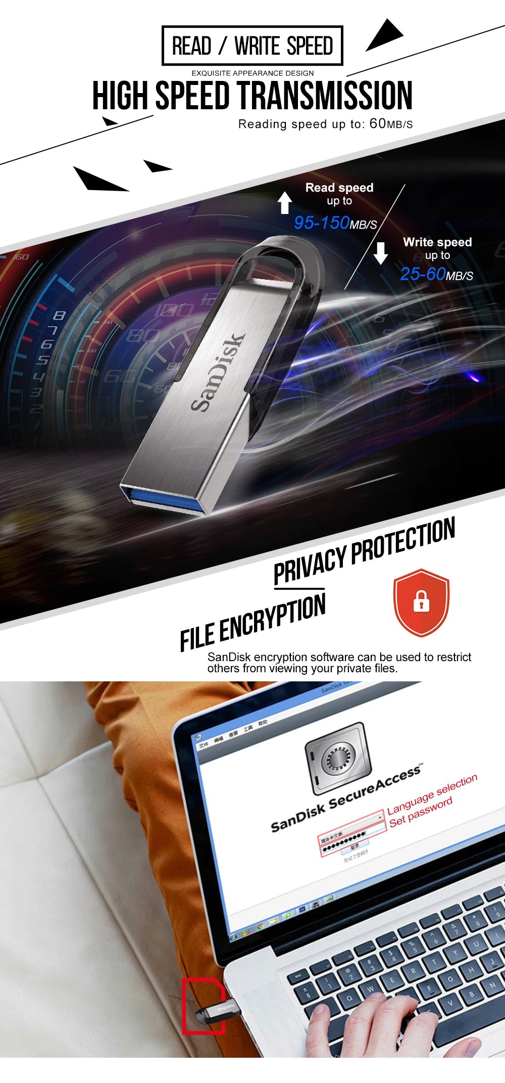 Genuine Sandisk USB 3.0 Pendrive Original CZ73 Ultra Flair 32GB PEN DRIVE 64GB 16GB 128GB 256G USB Flash Drive Memory Stick