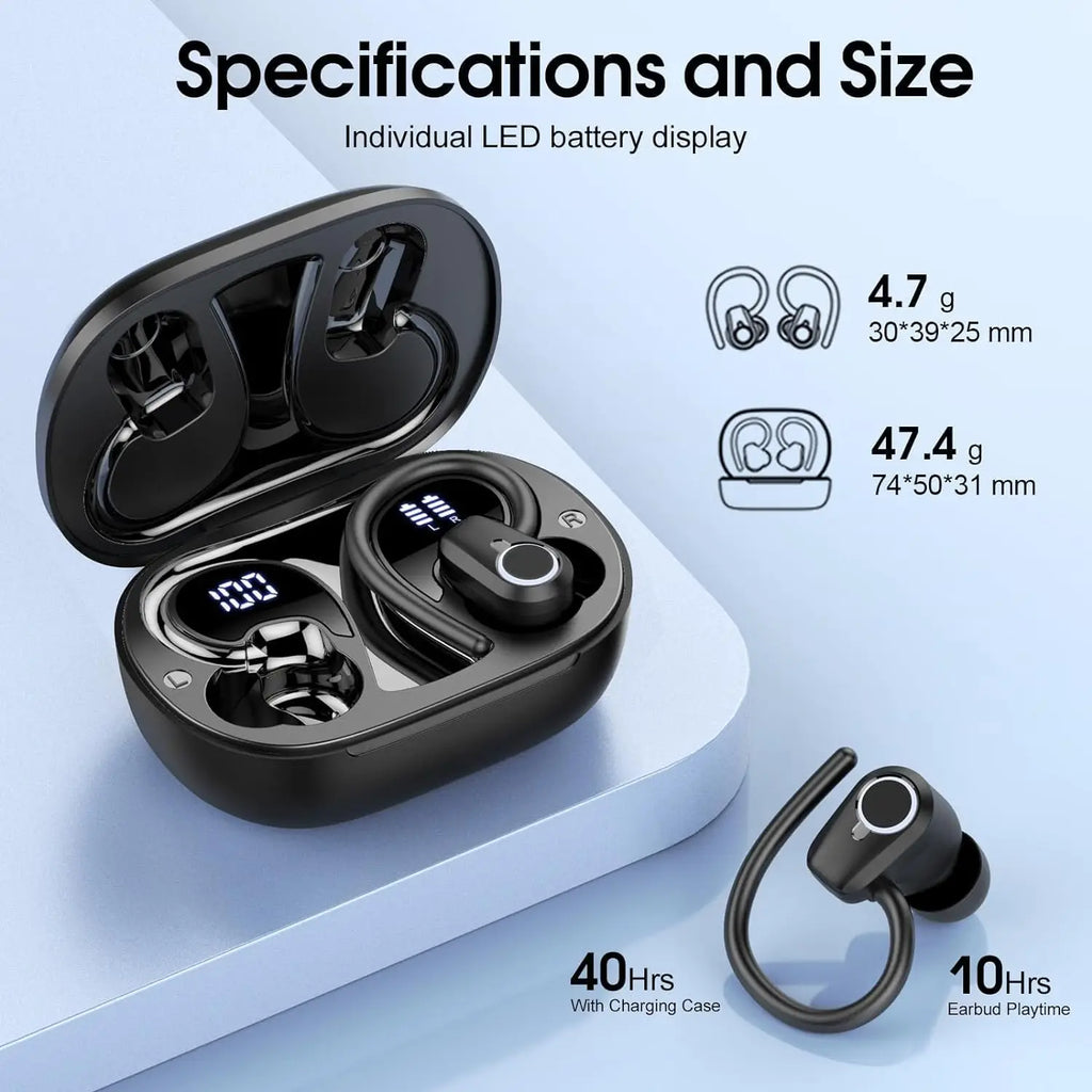 Wireless Earbuds, Bluetooth 5.3 Earbuds Stereo Bass, in-Ear Noise Cancelling Mic, Earphones IP7 Waterproof Sports, 40H Playback