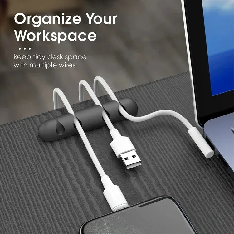 Silicone Cable Organizer Clips - Self-Adhesive Cord Management