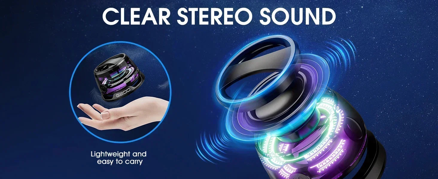 G200 Portable Bluetooth Speaker: Bluetooth 5.3 + RGB Ambient Light, long battery life and Magnetic Phone Stand Function