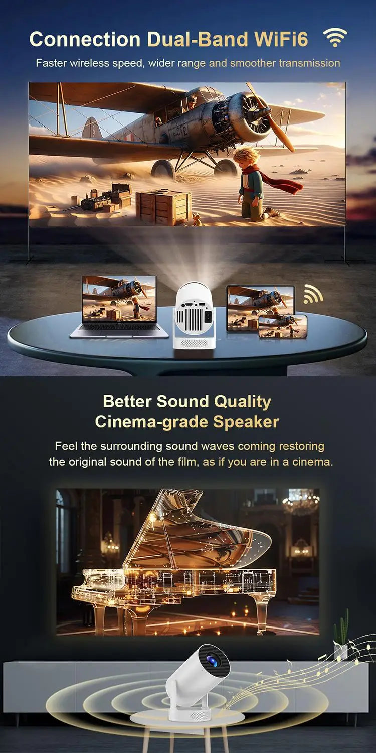 Mini Portable Projector HY300 Ultra HD 4K 720P Android 11  with  LED Video with 5W Speaker Home Theater Outdoor Projector