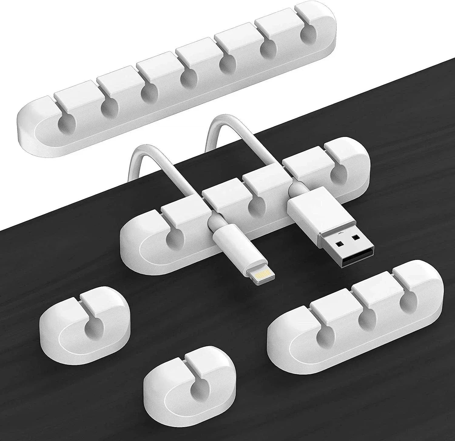 Silicone Cable Organizer Clips - Self-Adhesive Cord Management