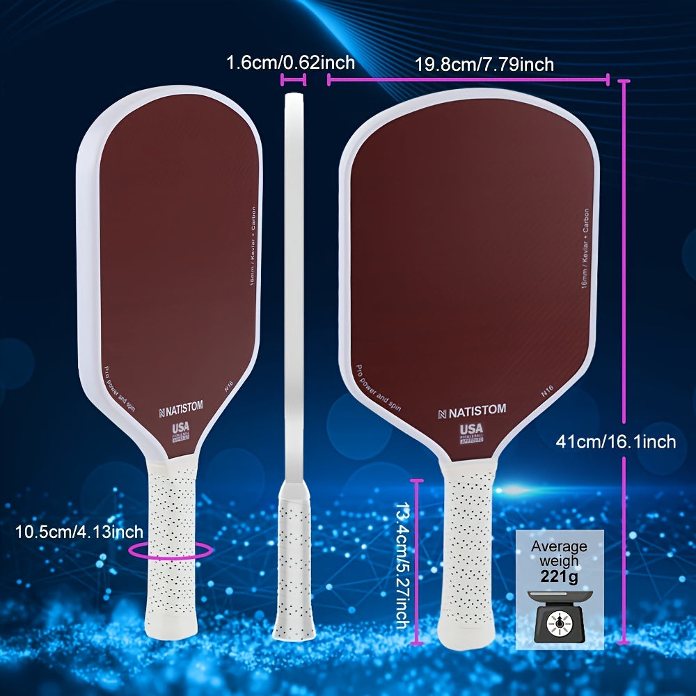 Kevlar Carbon Fiber Pickleball Paddle – Honeycomb Core, Red