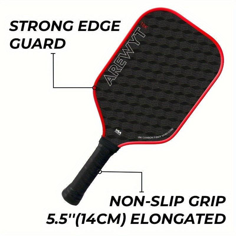 Carbon Fiber Pickleball Paddle – 18K 3D Texture CFS Surface, Paddle Cover Included