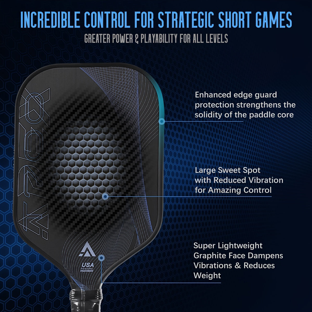 T700 Carbon Fiber Pickleball Paddle – Enhanced Grip & Spin, Beginners to Advanced