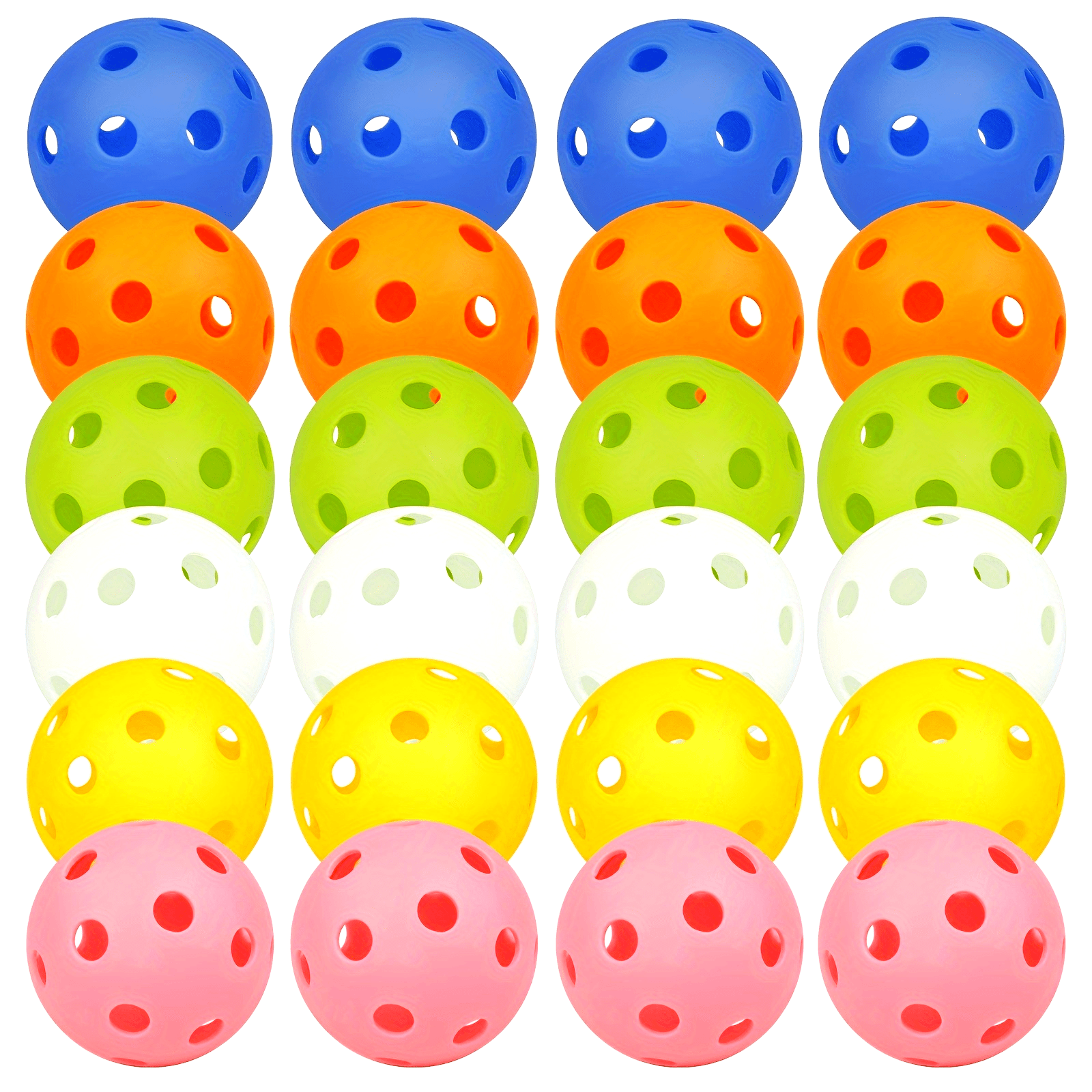 Amoswiz Indoor Pickleball Balls – 24 Pack, 6 Colours