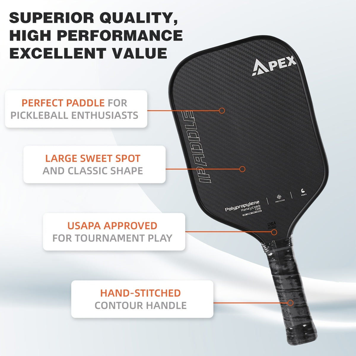 High-Performance Carbon Fiber Pickleball Paddle – Cold Pressed, Honeycomb Core