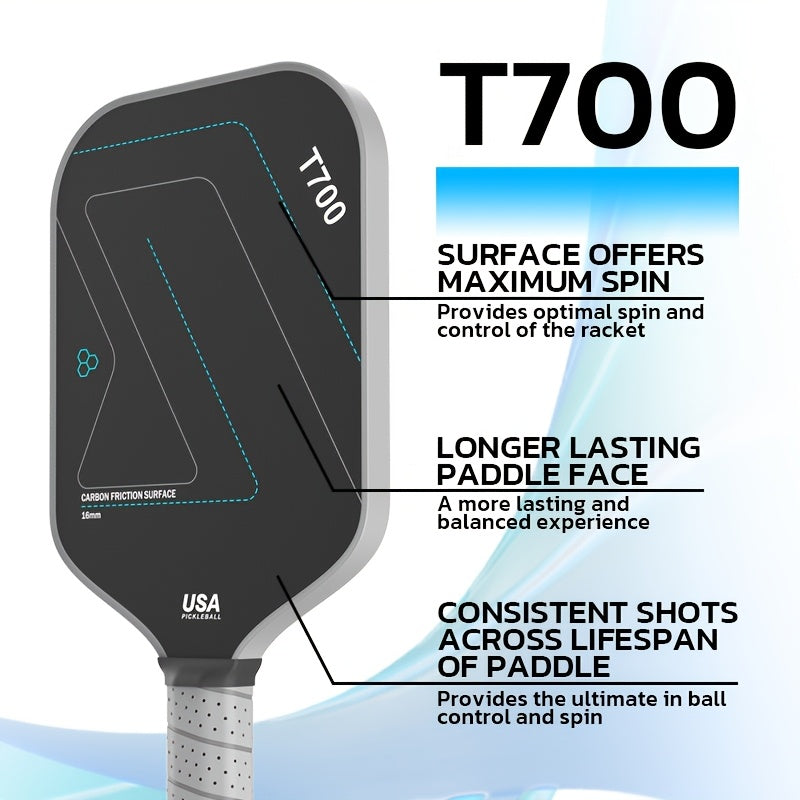 T700 Carbon Fiber Pickleball Paddle – USA Approved, Breathable Grip